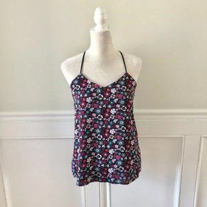 Floral High Halter Tank Top S